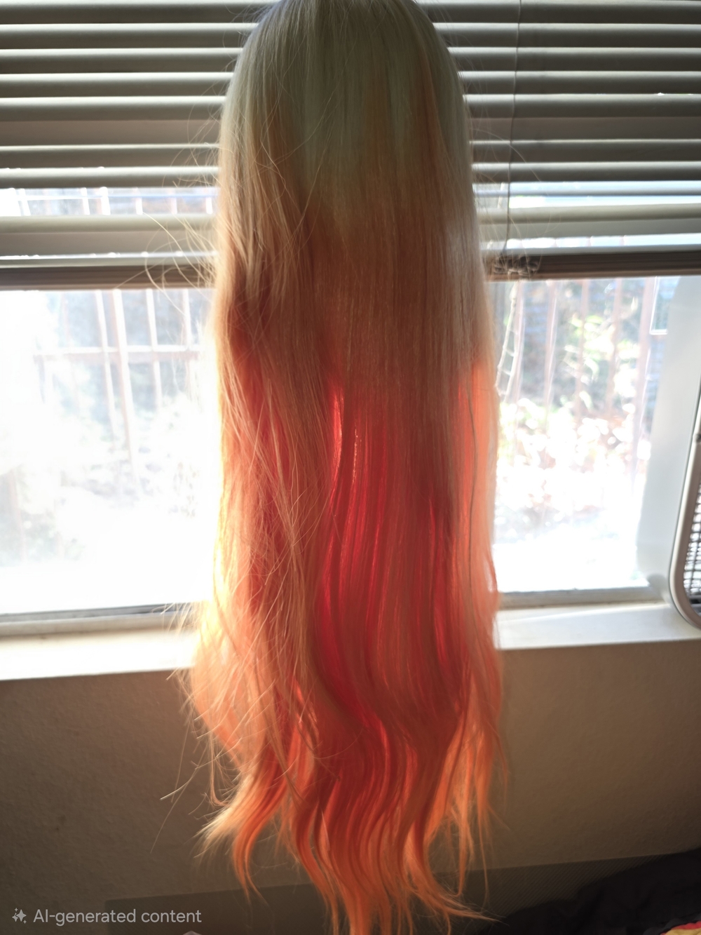 Blonde to Vibrant Orange Ombre Straight Wig - 32 In Women Hair - Picture 4 of 7